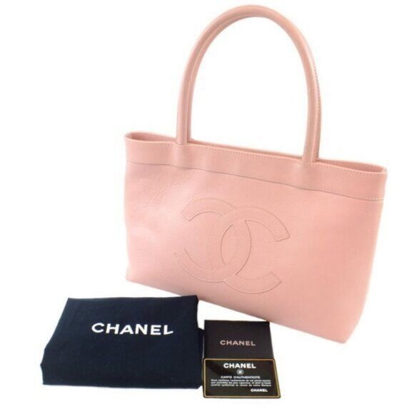 Authentic CHANEL CC Timeless Caviar Logo Shoulder Tote Bag Pink Leather Purse - Picture 3 of 12